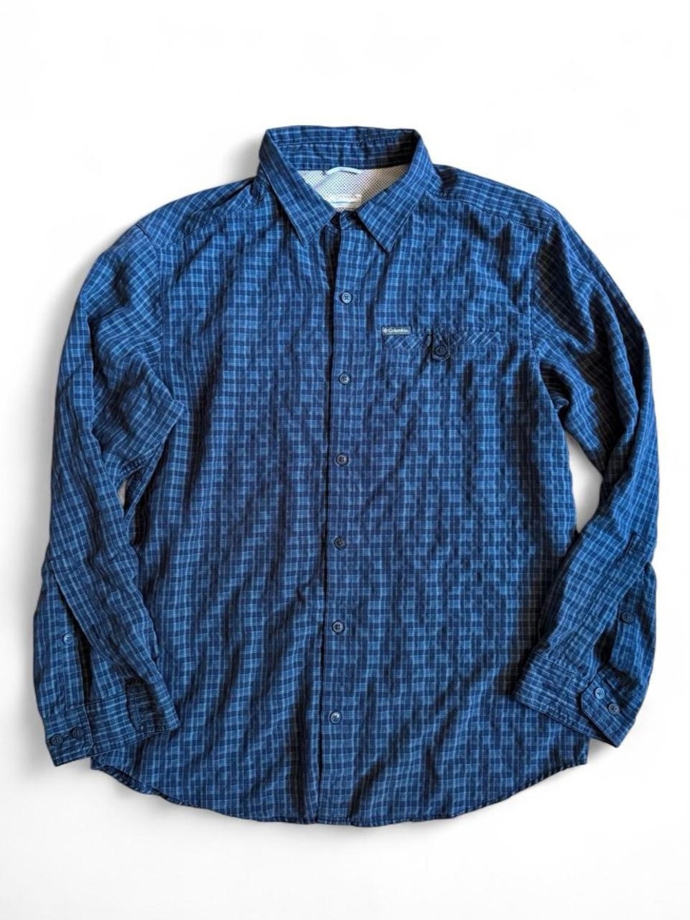 Columbia Blue Patterned Long-Sleeve Button-Down Shirt